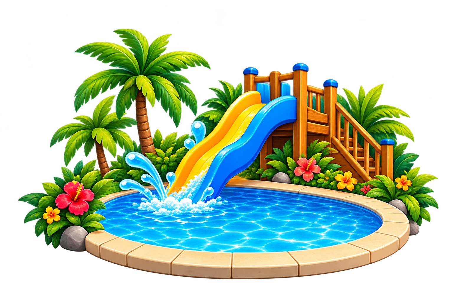 Piscina con tobogán